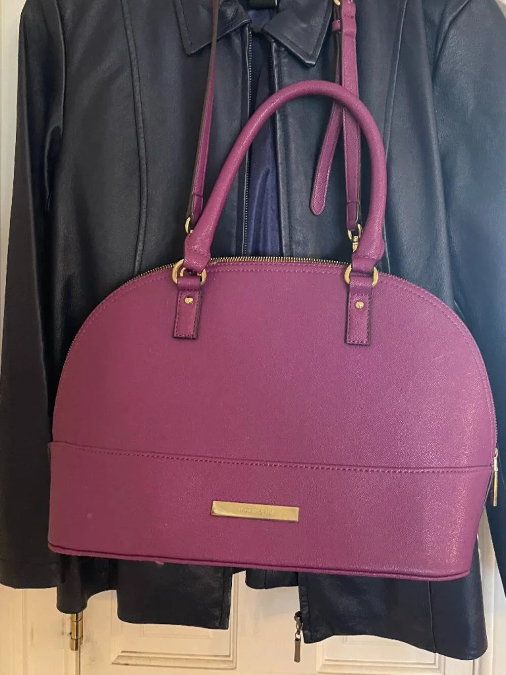 Anne Klein Vibrant Purple Dome Satchel Crossbody Bag